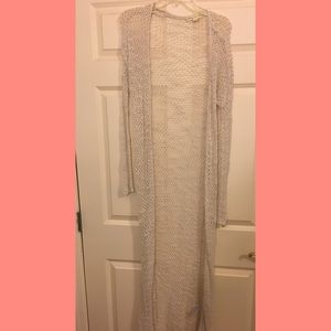 Full length crochet boho white duster jacket urban